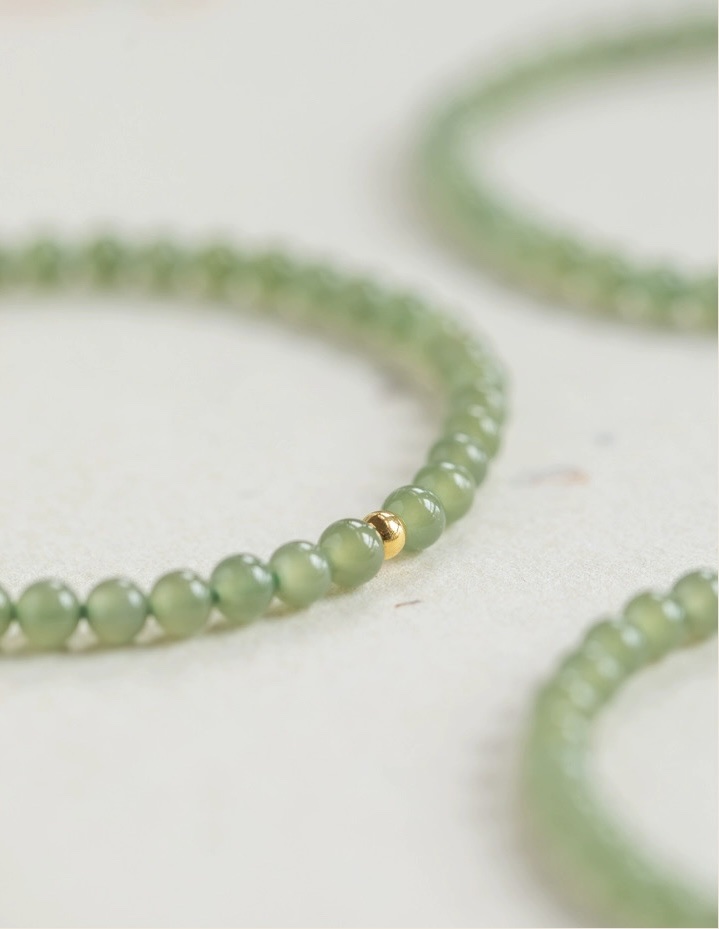 和田玉小米珠5mm晴水手串女18k金珠玉石手链叠戴高级感手串水晶能量手串文玩手串详情图3