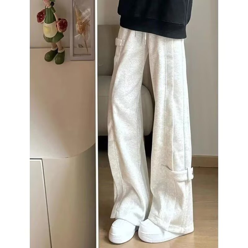 白灰色解构弯刀卫裤男款春季新款休闲裤重磅垂感直筒裤子时尚潮流详情图2