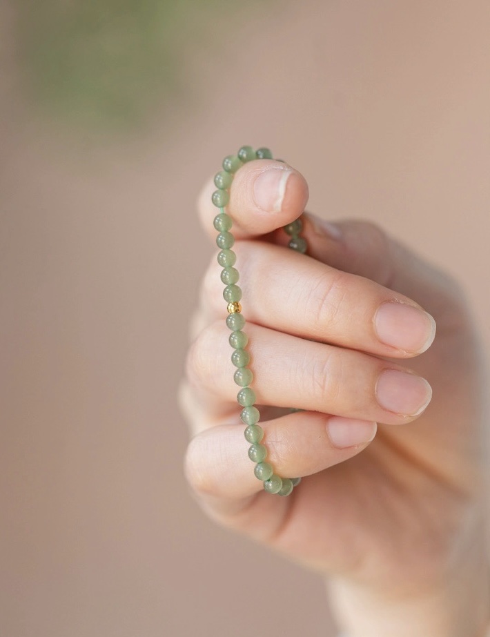 和田玉小米珠5mm晴水手串女18k金珠玉石手链叠戴高级感手串水晶能量手串文玩手串详情图4