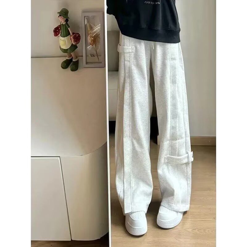 白灰色解构弯刀卫裤男款春季新款休闲裤重磅垂感直筒裤子时尚潮流产品图