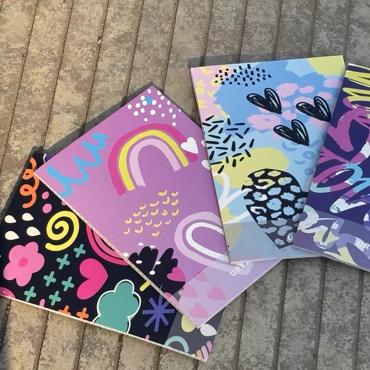Customized foreign trade notebooks for export to Turkey, saddle-staked light blue grid flower notebooks, textbook coil notebooks, diary books pic 4