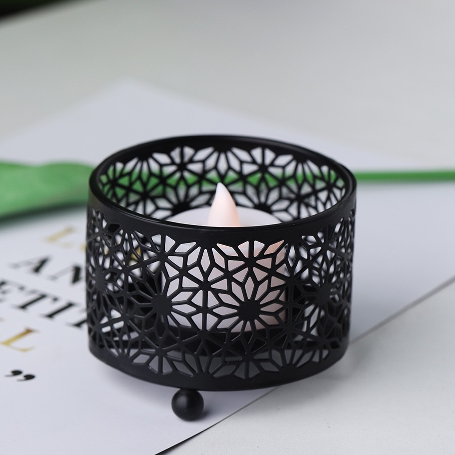 Factory direct sales of cross-border hollowed-out candle trays, Middle Eastern-style iron candlesticks, candle cups, romantic props, home decorations Specification image