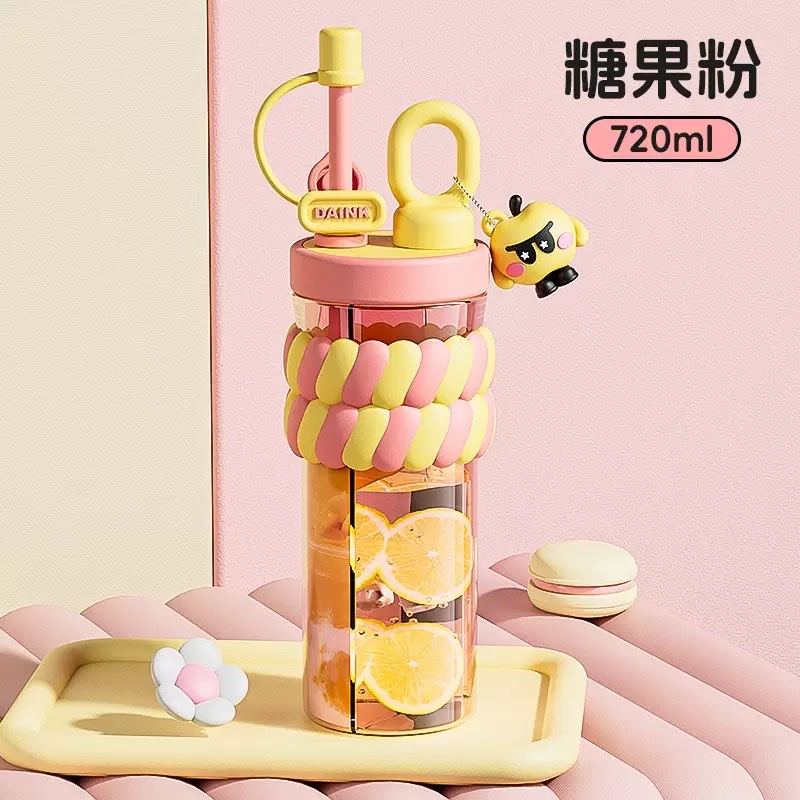 多巴胺双饮双仓杯卡通学生可爱塑料杯创意女生高颜值吸管水杯批发详情图6