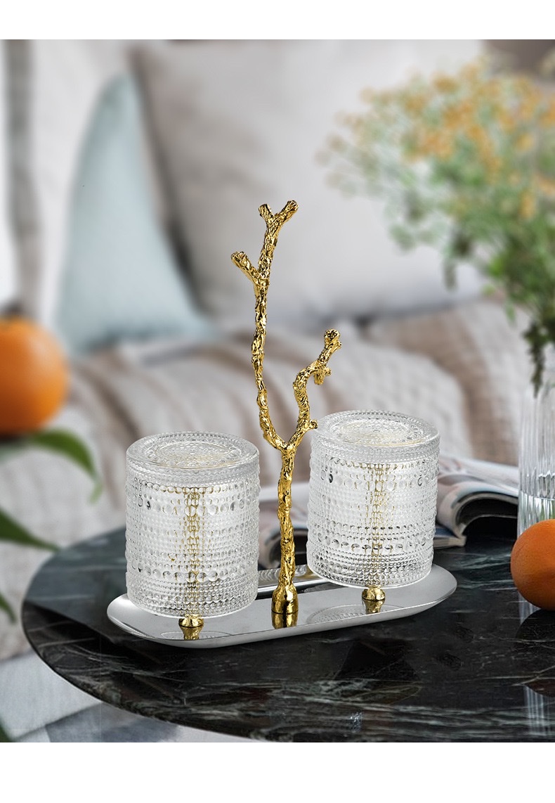 铁艺玻璃陶瓷果盘 家居装饰品 现代简约创意水果储物盘 艺术装饰品摆件