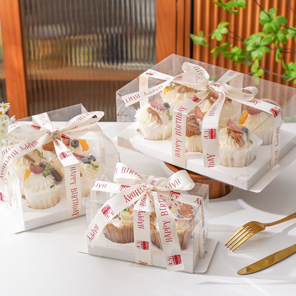 双层圆形纸杯蛋糕盒透明马芬蛋糕包装盒下午茶慕斯甜品打包盒子冰淇淋甜品包装盒冰淇淋甜品包装盒详情1