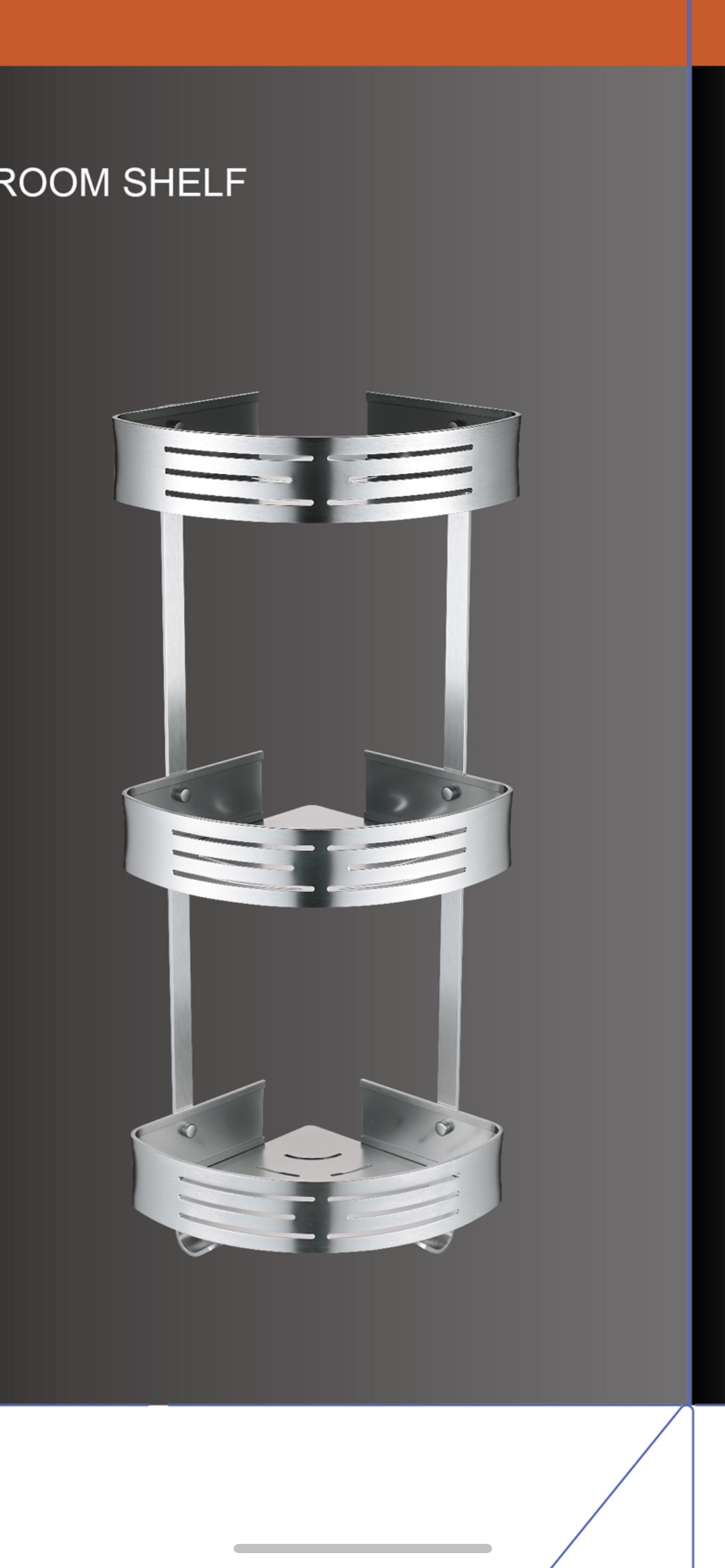 Double-layer aluminum natural color bathroom corner rack, bathroom storage wonder, space utilization shelf, rust-proof, durable and easy to install Application Scenario