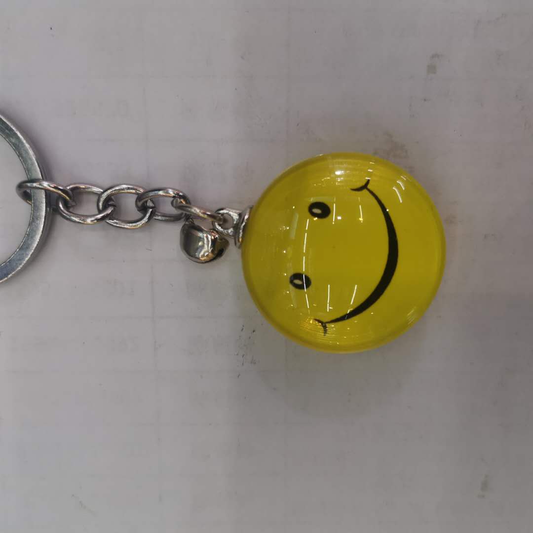 有趣的表情笑脸时光宝石钥匙链金属玻璃吊坠钥匙扣001