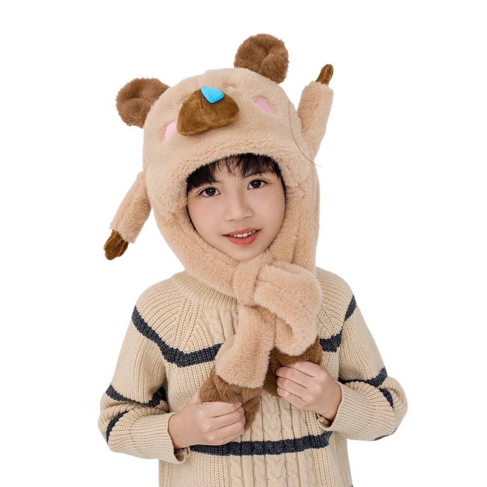 Kapibala children's winter hats: Boys' woolen caps, girls' ear-moving headsets for warmth, and thick fleece for babies to keep warm in winter details Picture