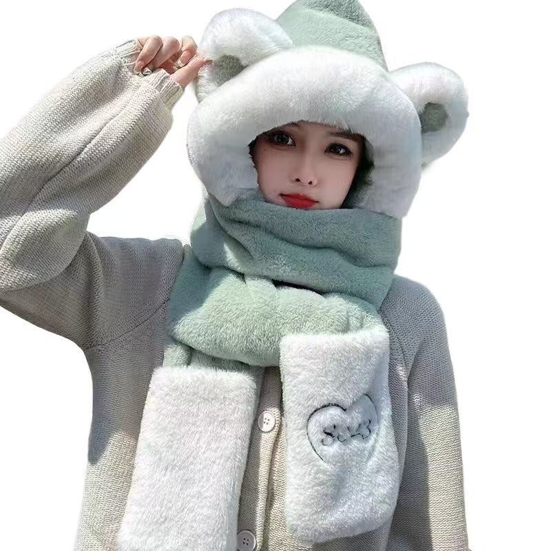 Women's 2025 thick winter faux rabbit fur, cute and sweet. Thickened plush Korean version, versatile, windproof and ear-protecting scarf details Picture