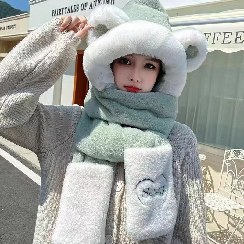 Women's 2025 thick winter faux rabbit fur, cute and sweet. Thickened plush Korean version, versatile, windproof and ear-protecting scarf detail image 4
