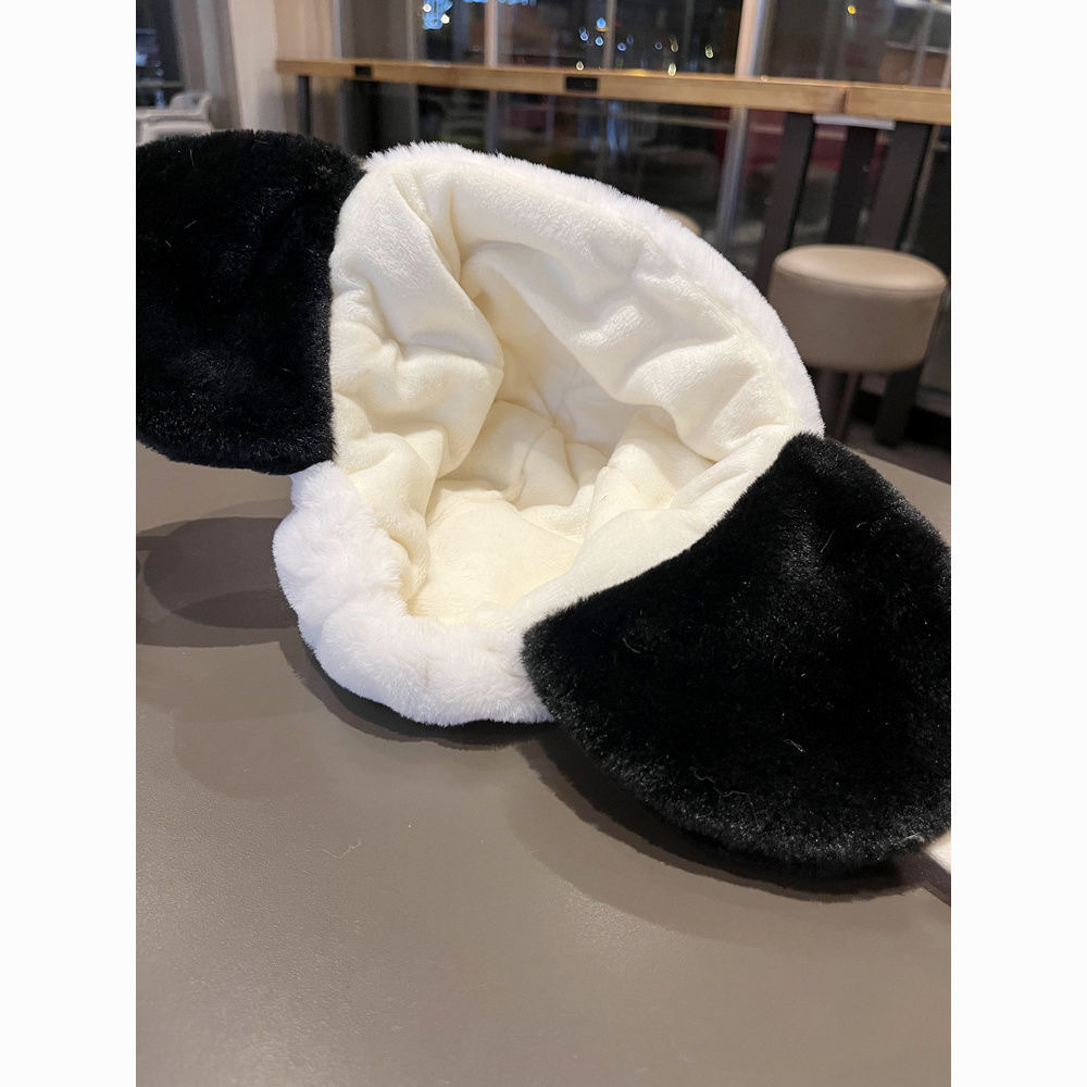 Children's hats, cute winter cartoon panda woolen hats, baby headscarves, rabbit fur landlord hats, warm ear-protecting hats detail image 8