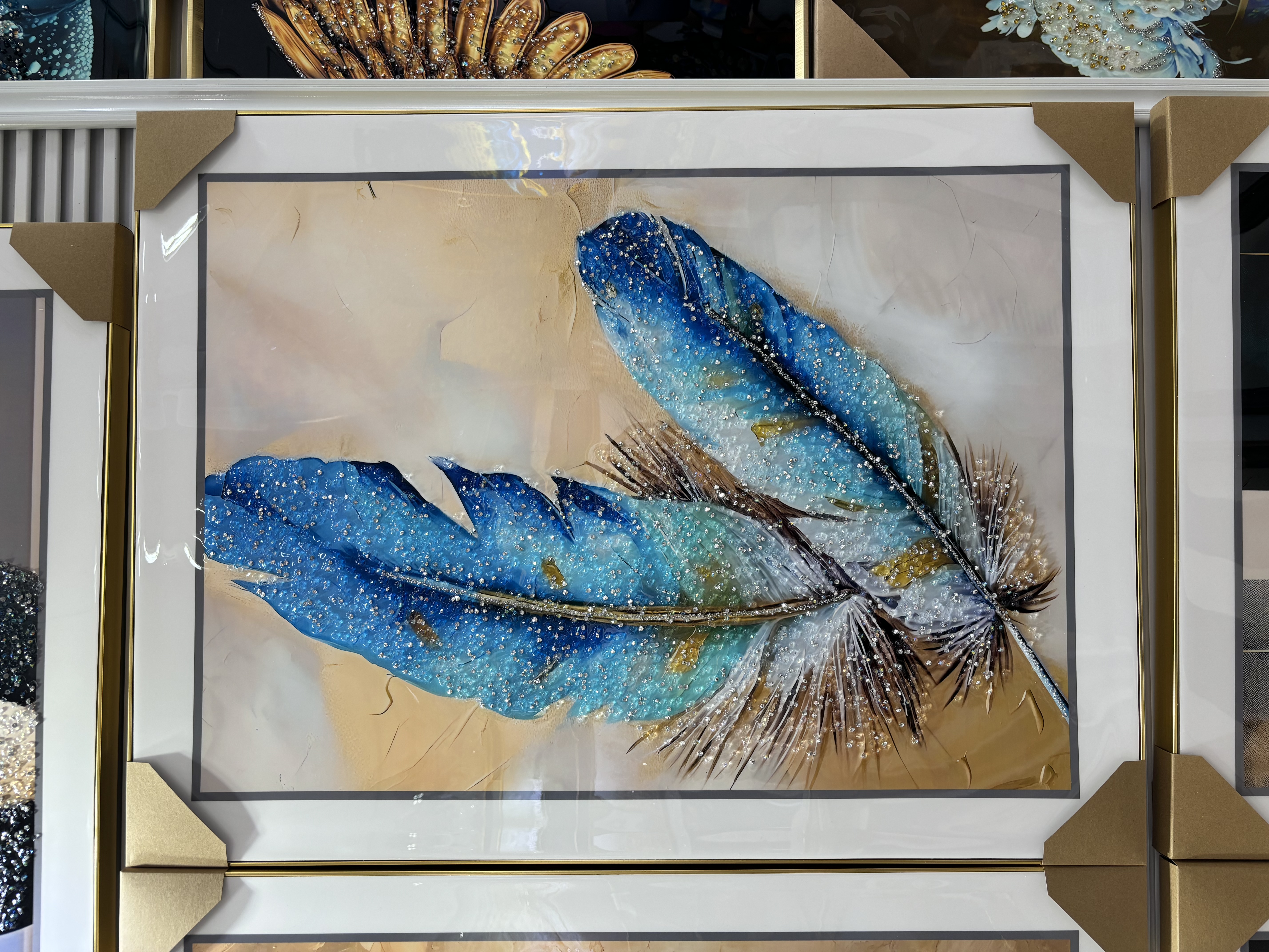晶钻画晶瓷画装饰画酒店家装画框画框细节图
