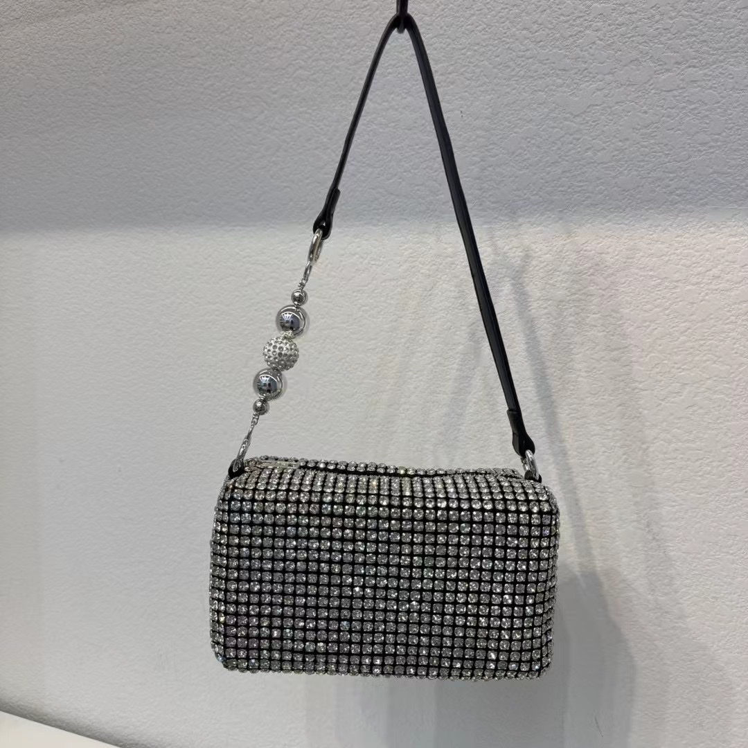 大王水钻包包满钻亮钻石包腋下包真皮单肩斜挎手提小包女产品图