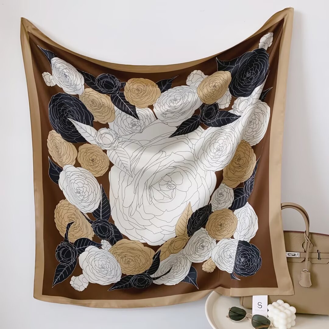 斜纹印花大方巾90*90印花方巾丝巾围巾详情图8