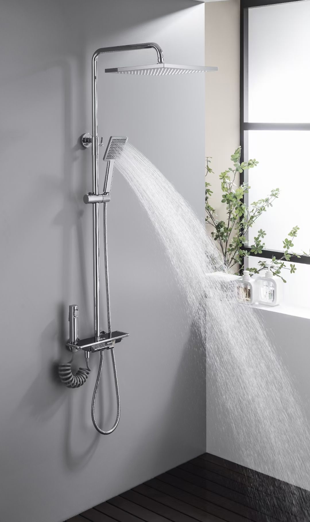 Lujo todo cobre rainforest ducha set de baño casero ducha de baño gran flujo de agua ahorro de agua cabezal de alta presión