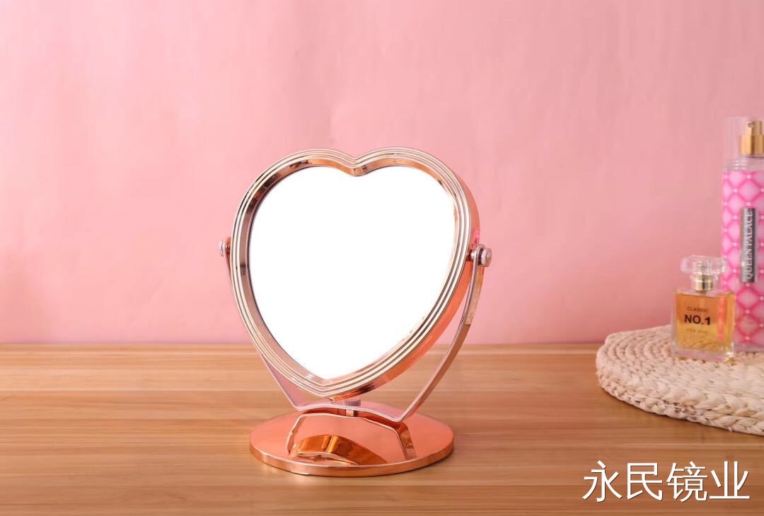 【永民镜业】940-1心形电镀 玫瑰金化妆镜 精美设计 高清镜面