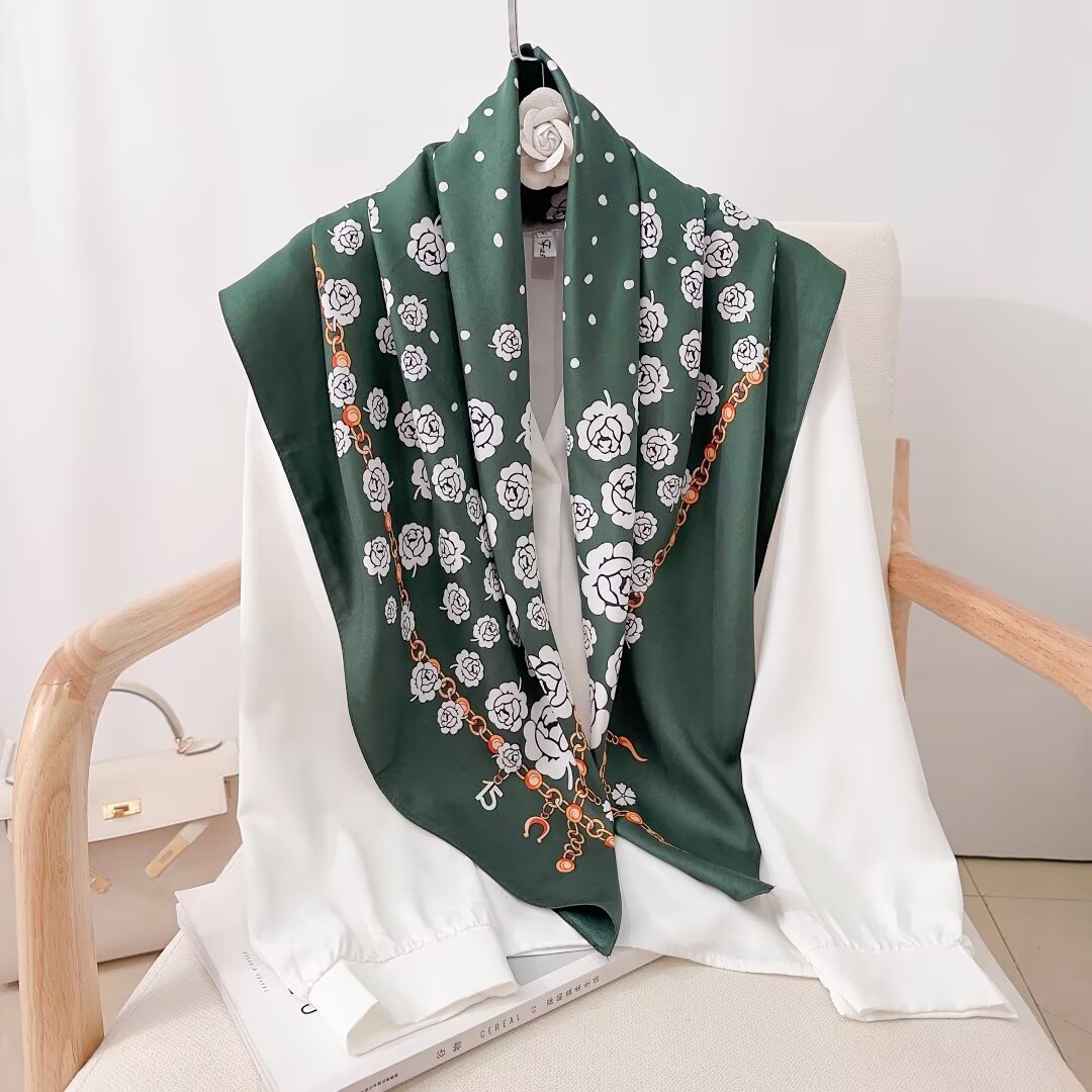 斜纹印花大方巾90*90印花方巾丝巾围巾详情图5