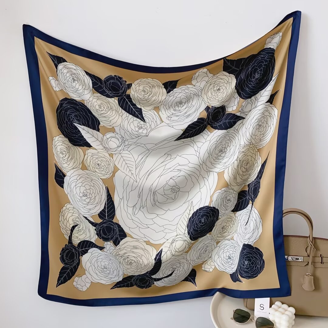 斜纹印花大方巾90*90印花方巾丝巾围巾详情图7