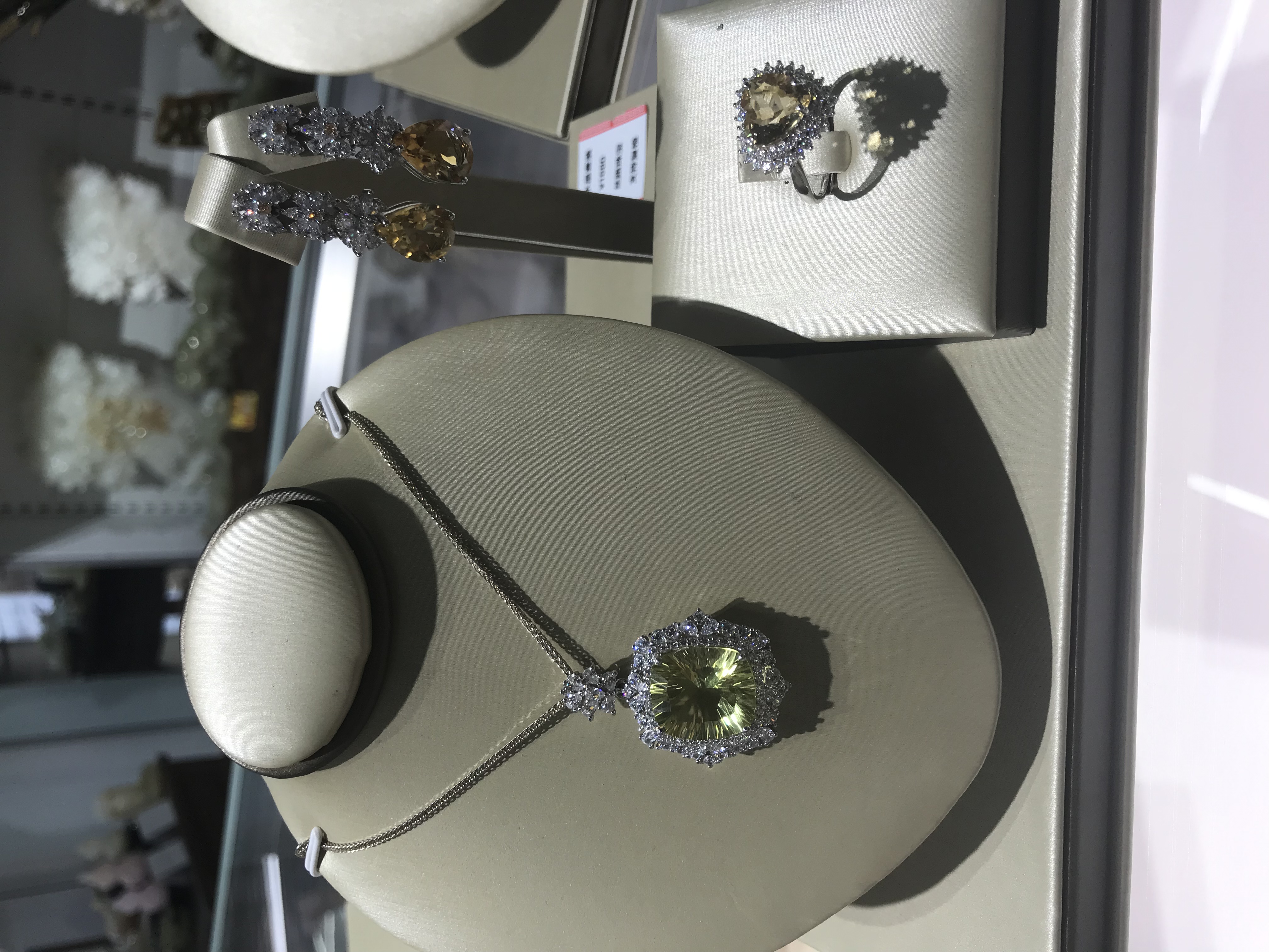 黄水晶首饰套装#项链#耳环#戒指