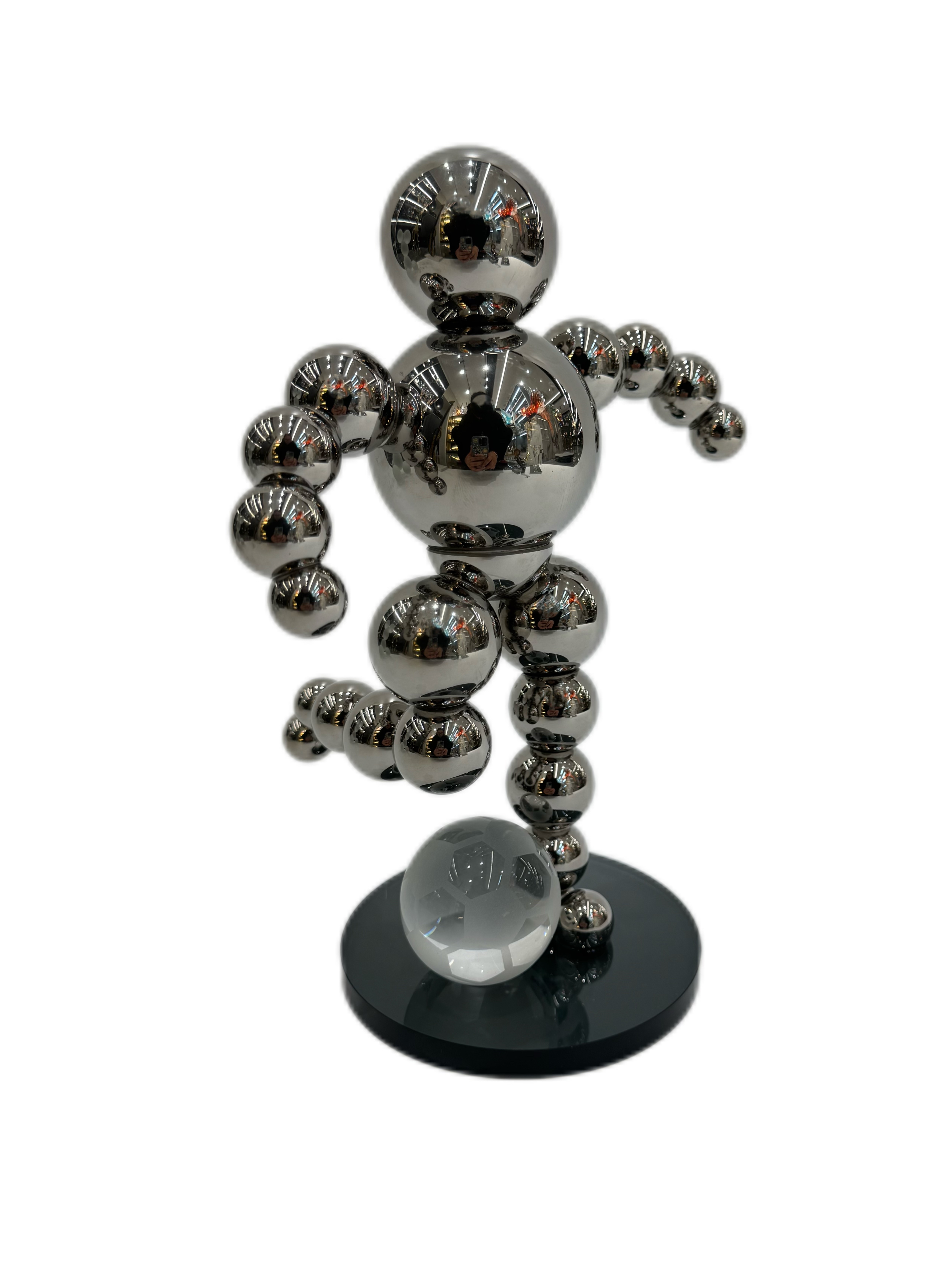 Silver spherical robot-shaped crystal decorative items, light luxury model room bookcase and TV cabinet decorative items, handicrafts Specification image