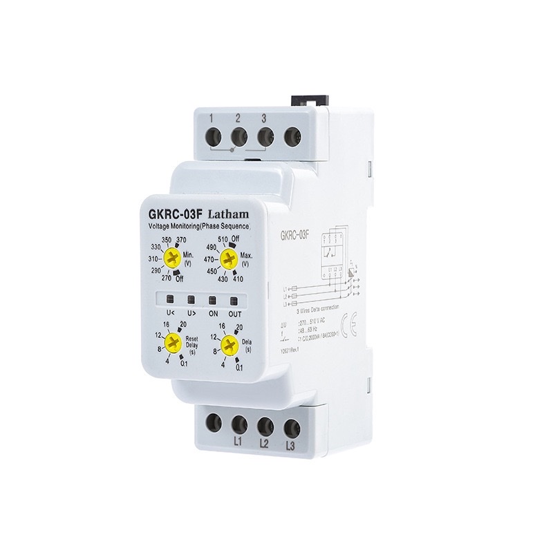 The GKRC-03F overvoltage and undervoltage protector is an intelligent adjustable protection relay for motor phase failure, phase error, overvoltage and undervoltage detail image 3