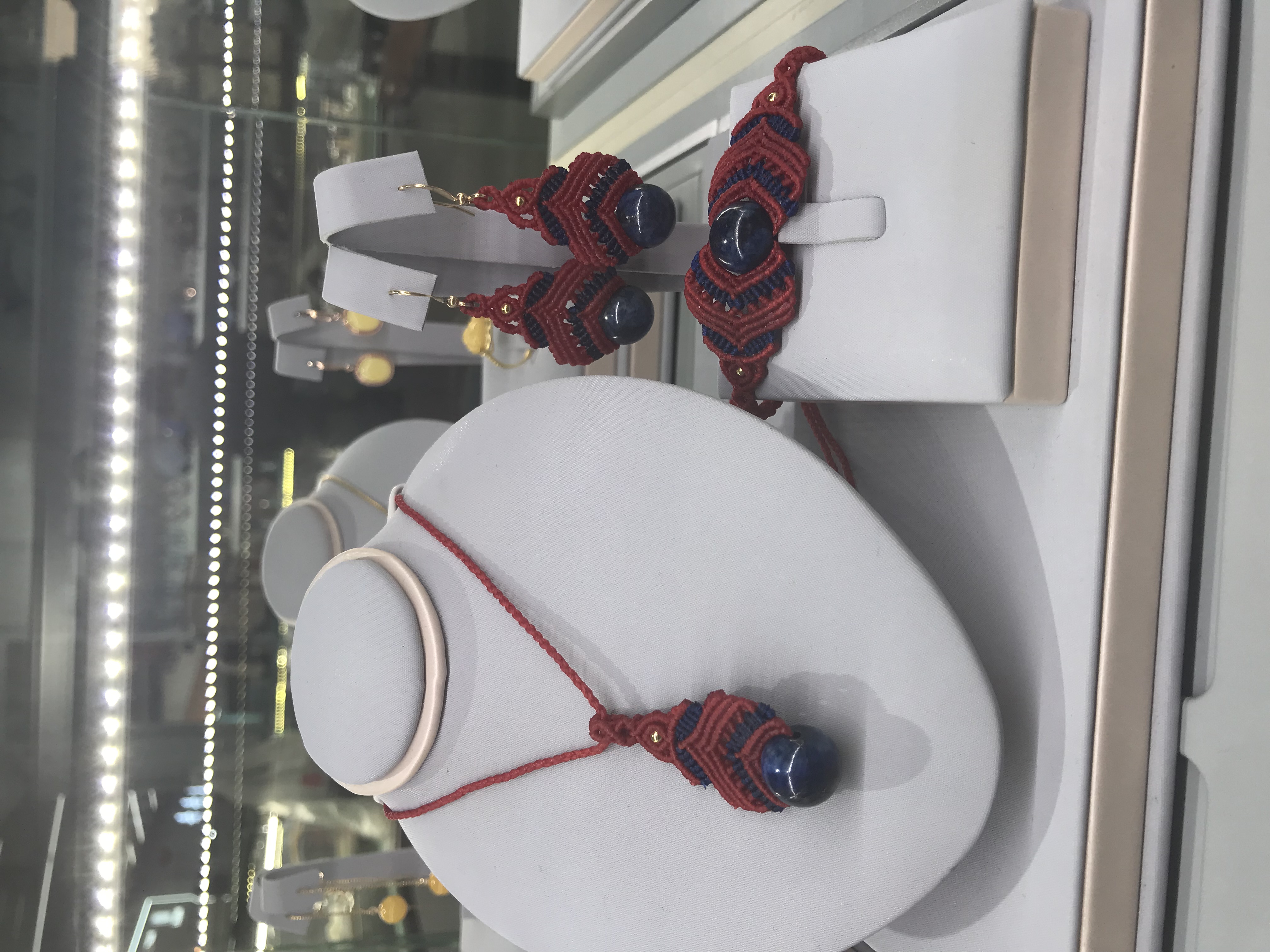 手工编制青金石饰品套装#项链#手链#耳环#详情图2