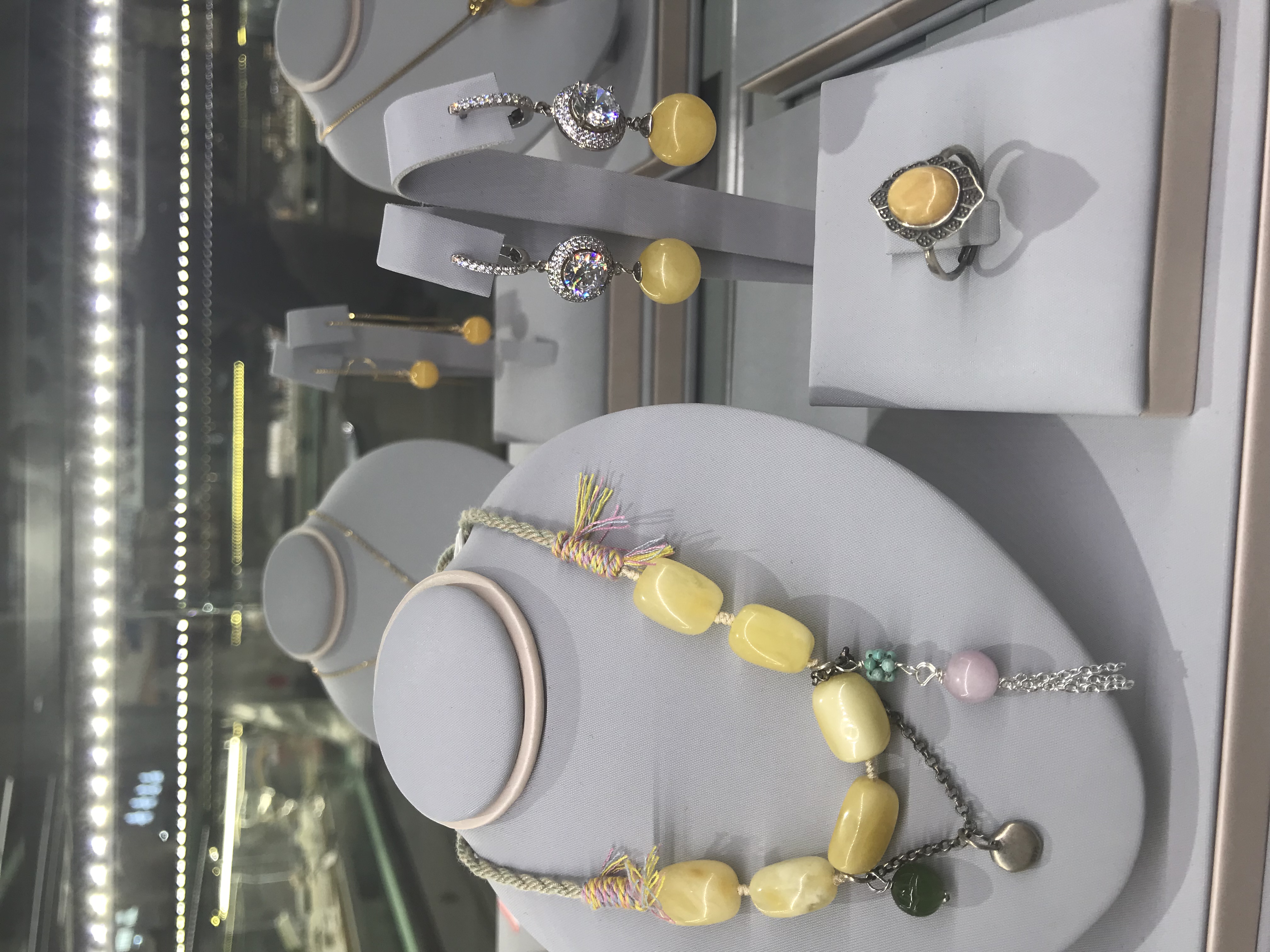 俄罗斯天然蜜蜡饰品套装#项链#耳环#戒指