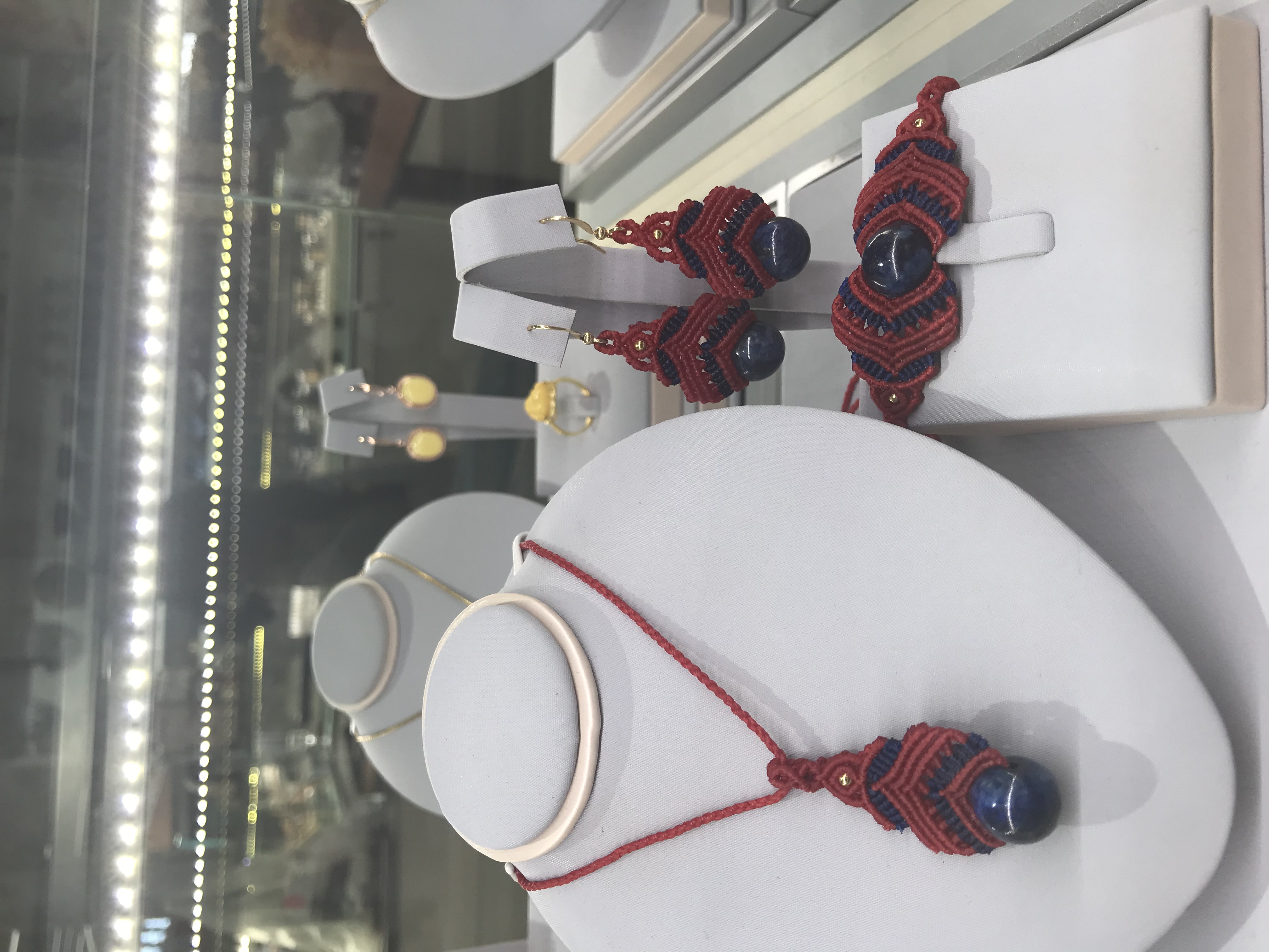 手工编制青金石饰品套装#项链#手链#耳环#详情图2