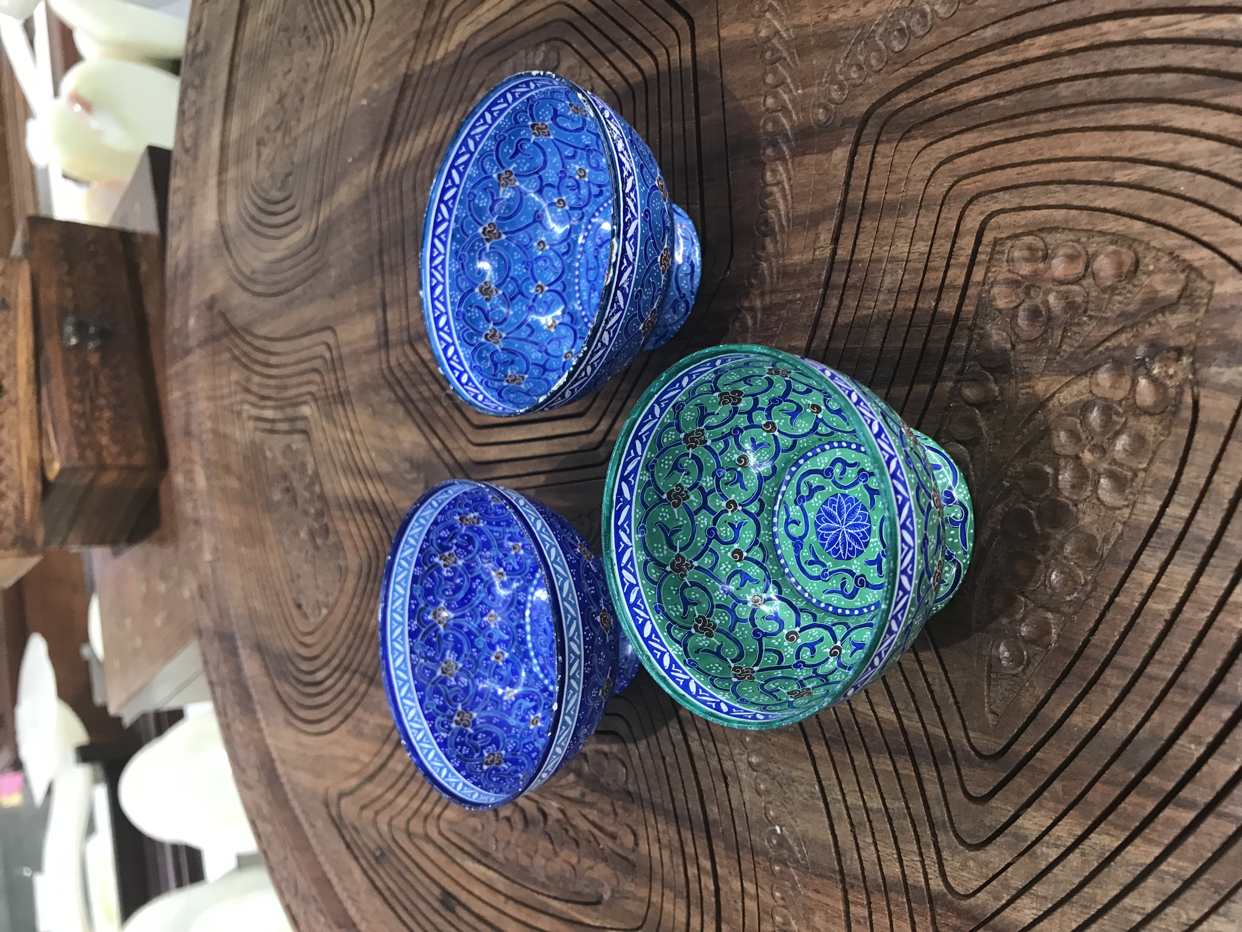 伊朗手工艺彩绘艺术作品#彩绘铜制品#家居摆件装饰品#中东风情白底实物图