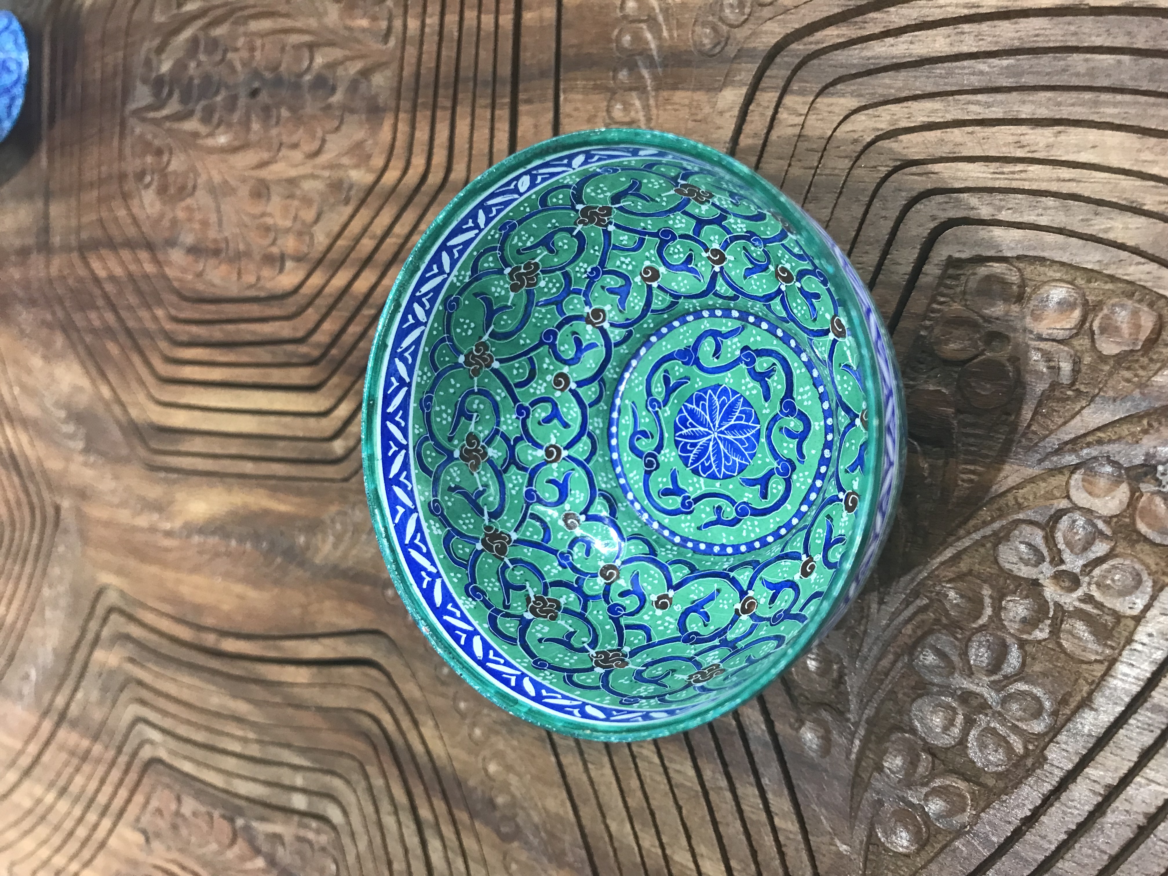 伊朗手工艺彩绘艺术作品#彩绘铜制品#家居摆件装饰品#中东风情细节图