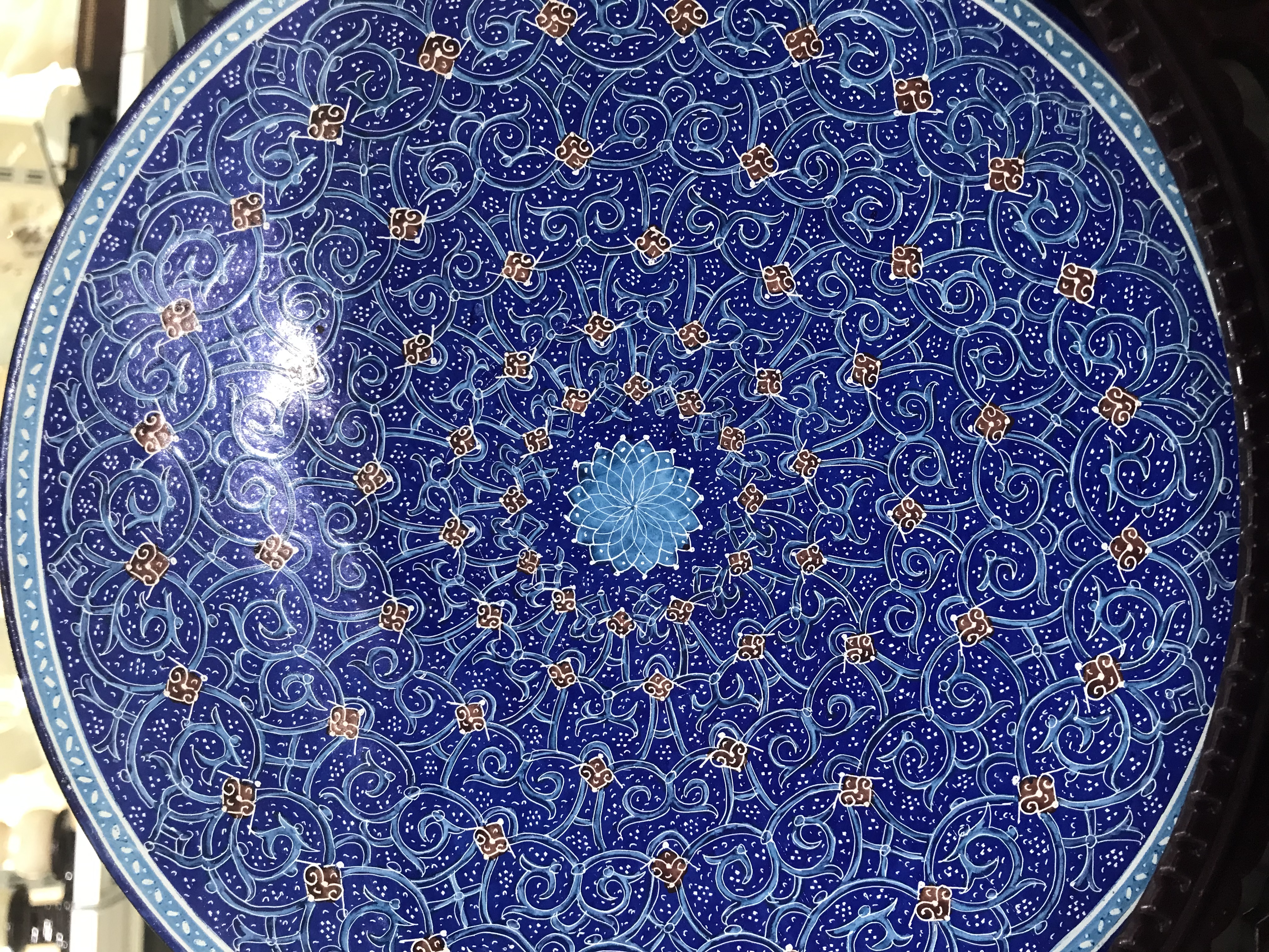 伊朗手工艺彩绘艺术作品#彩绘铜制品#家居摆件装饰品细节图