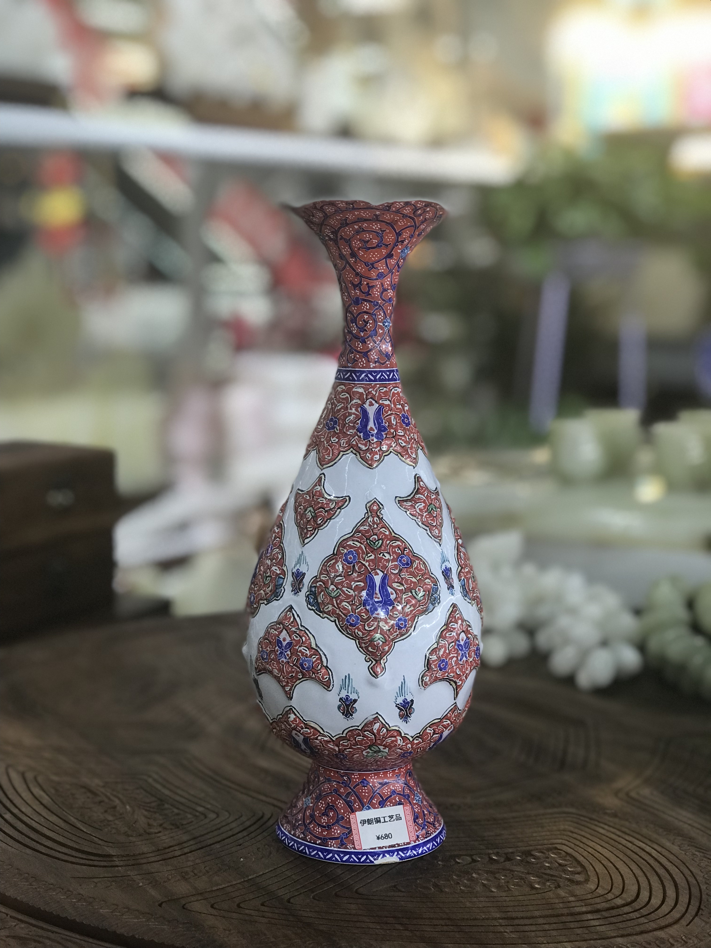 伊朗彩绘艺术品#手工艺作品#彩绘铜制#家居艺术摆件