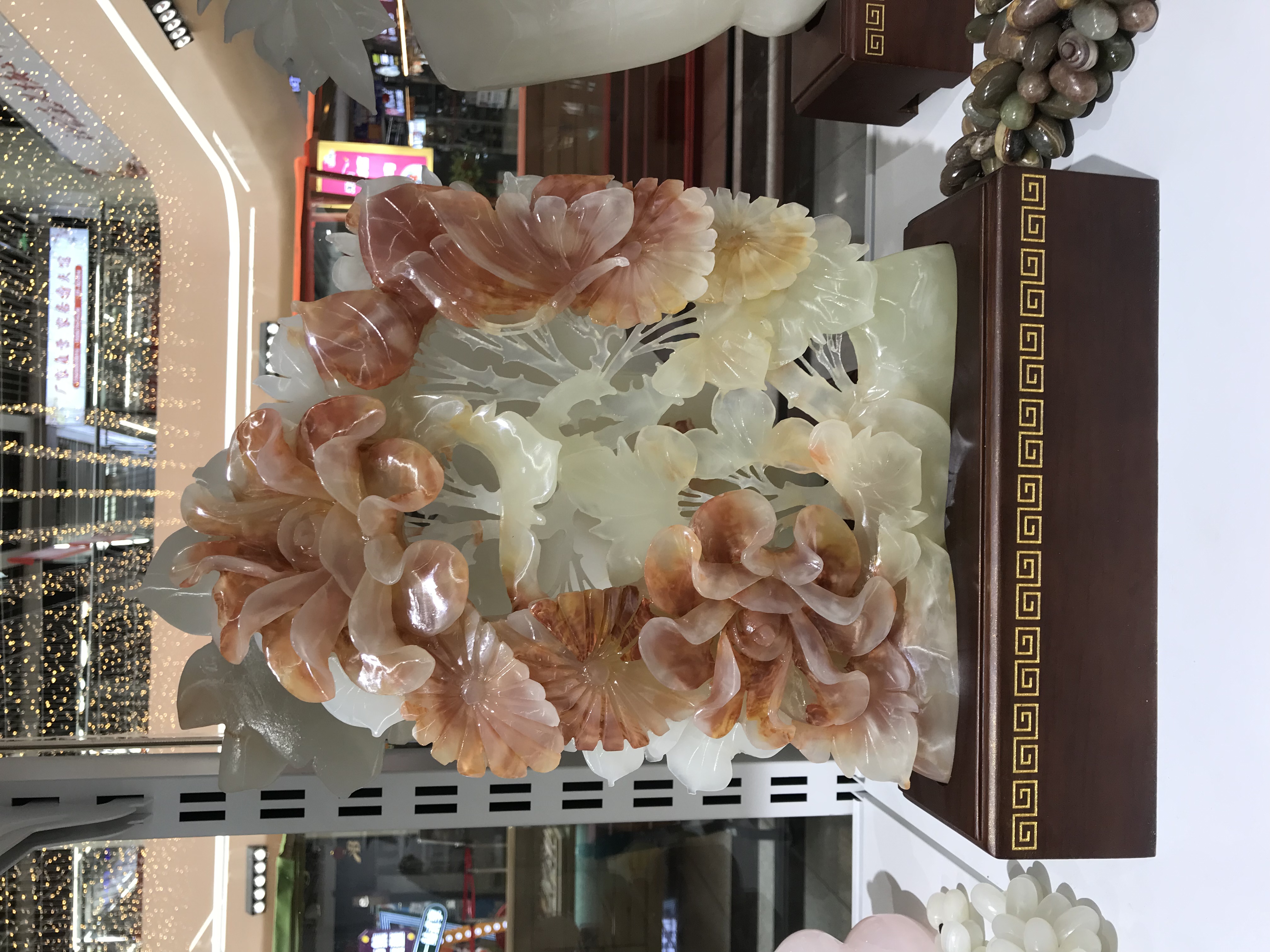 巴基斯坦玉石雕刻摆件#花开富贵#43*29详情图3