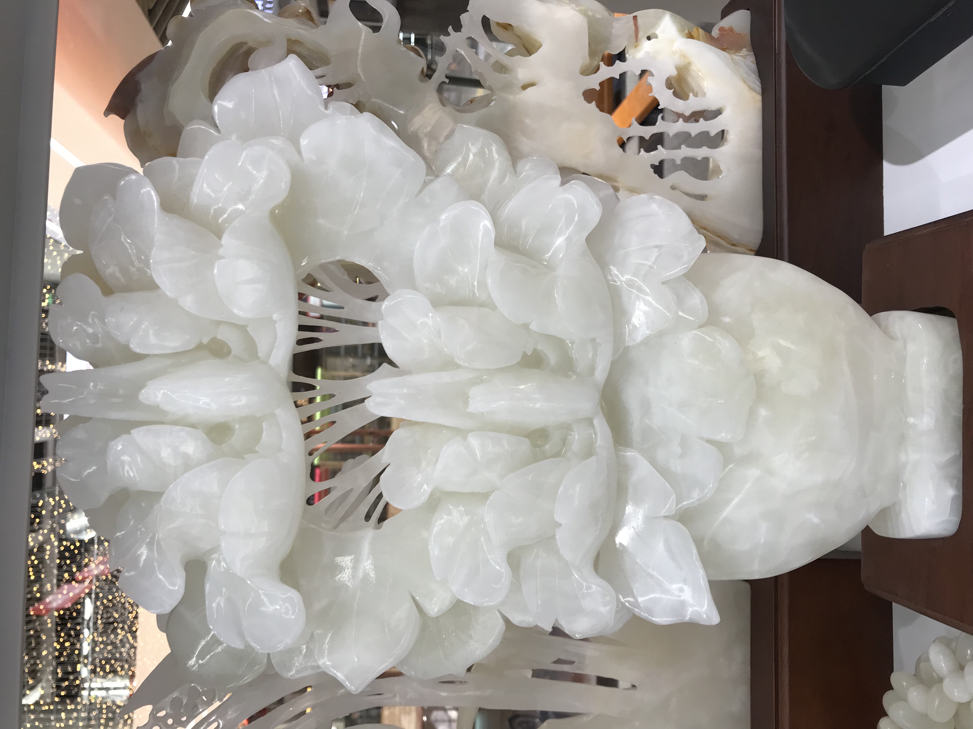 巴基斯坦玉石雕刻摆件#花开富贵#43*33