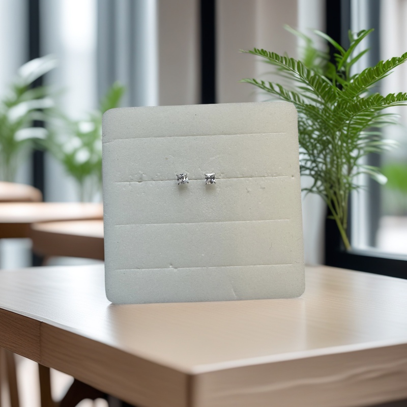 纯银耳钉饰品 四方耳钉 精致耳饰 持久不褪色 轻巧舒适耳装饰品