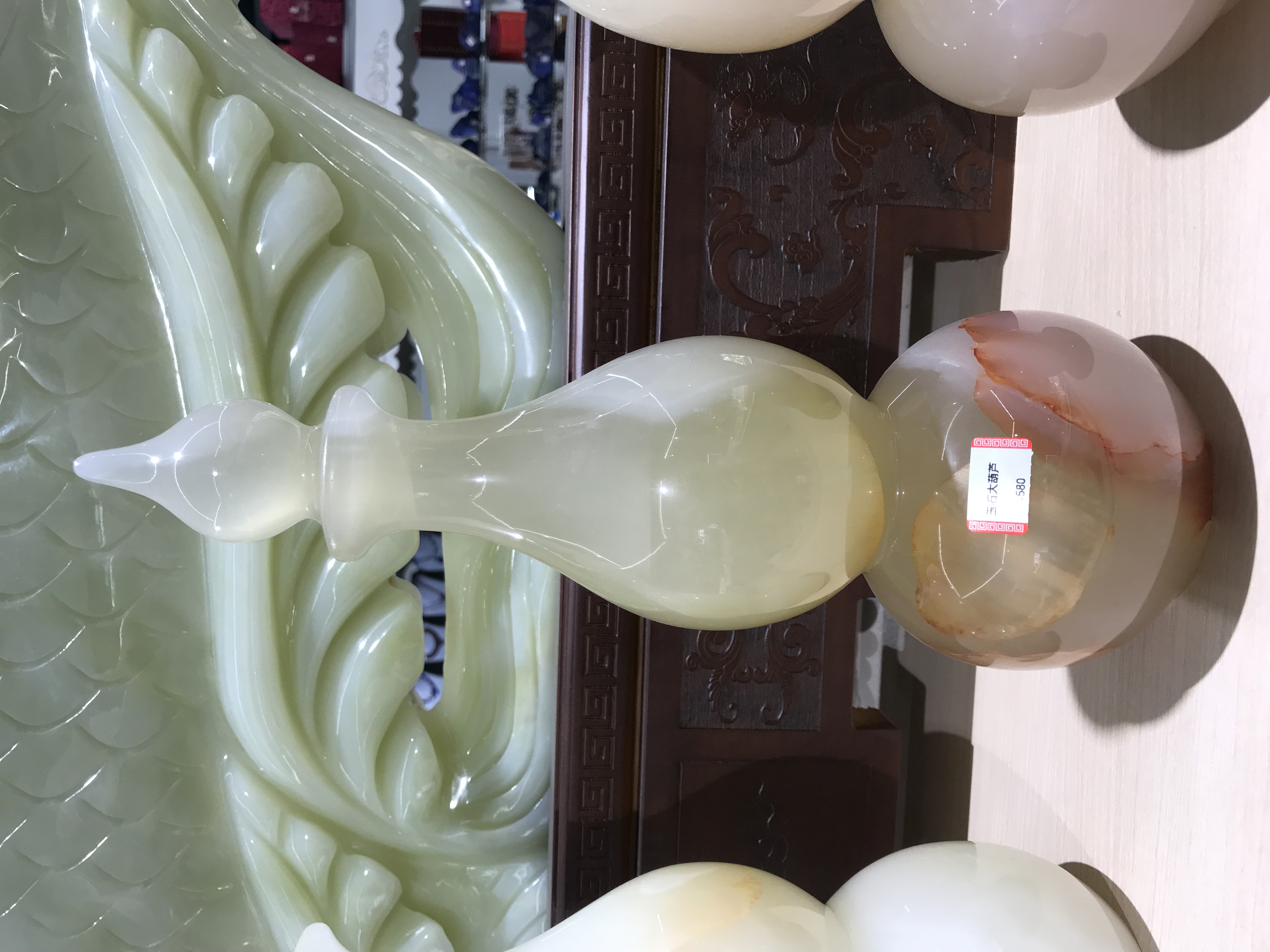 巴基斯坦玉石雕刻摆件#福禄双全#