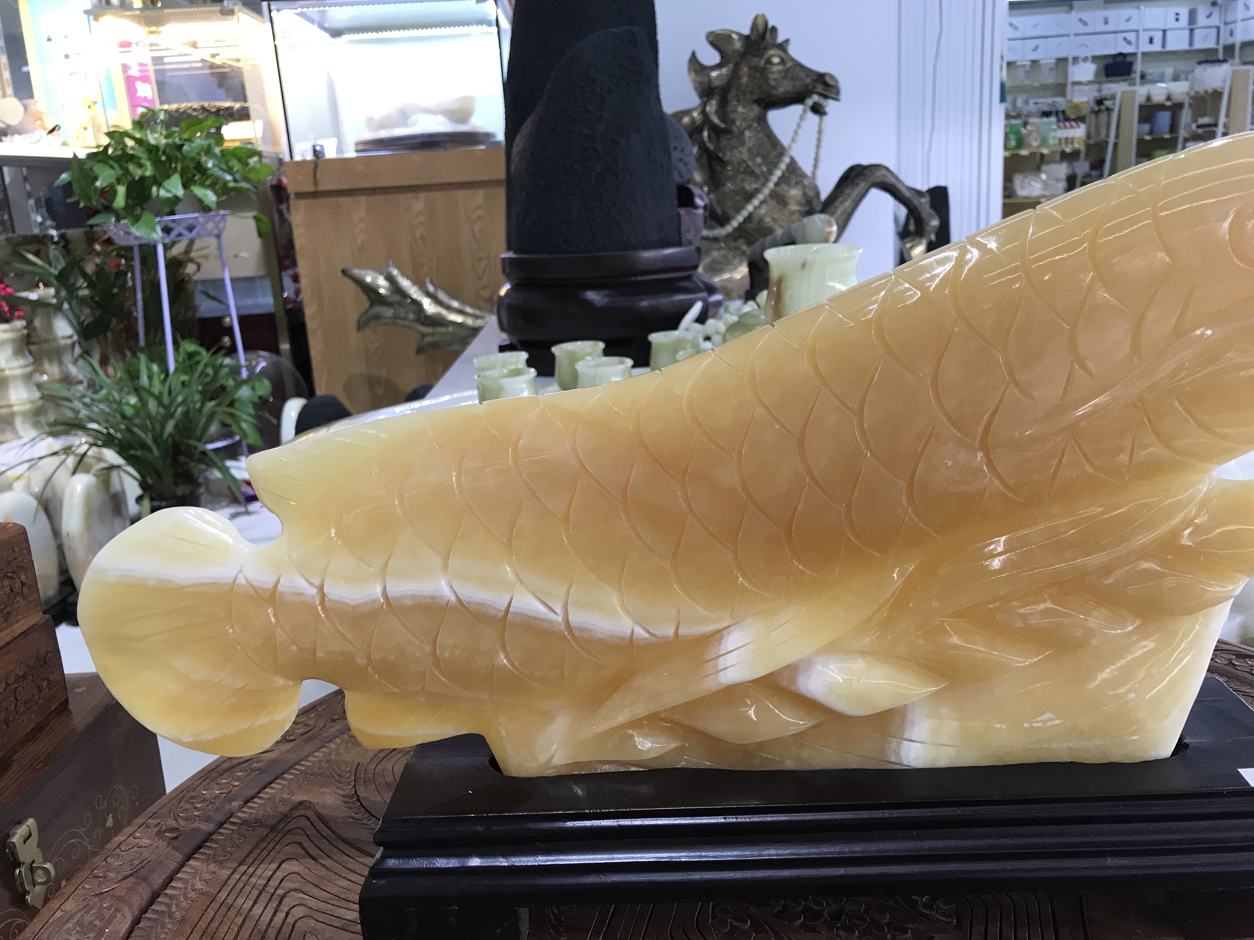 巴基斯坦玉石雕刻摆件#鱼跃龙门#50*25详情图3