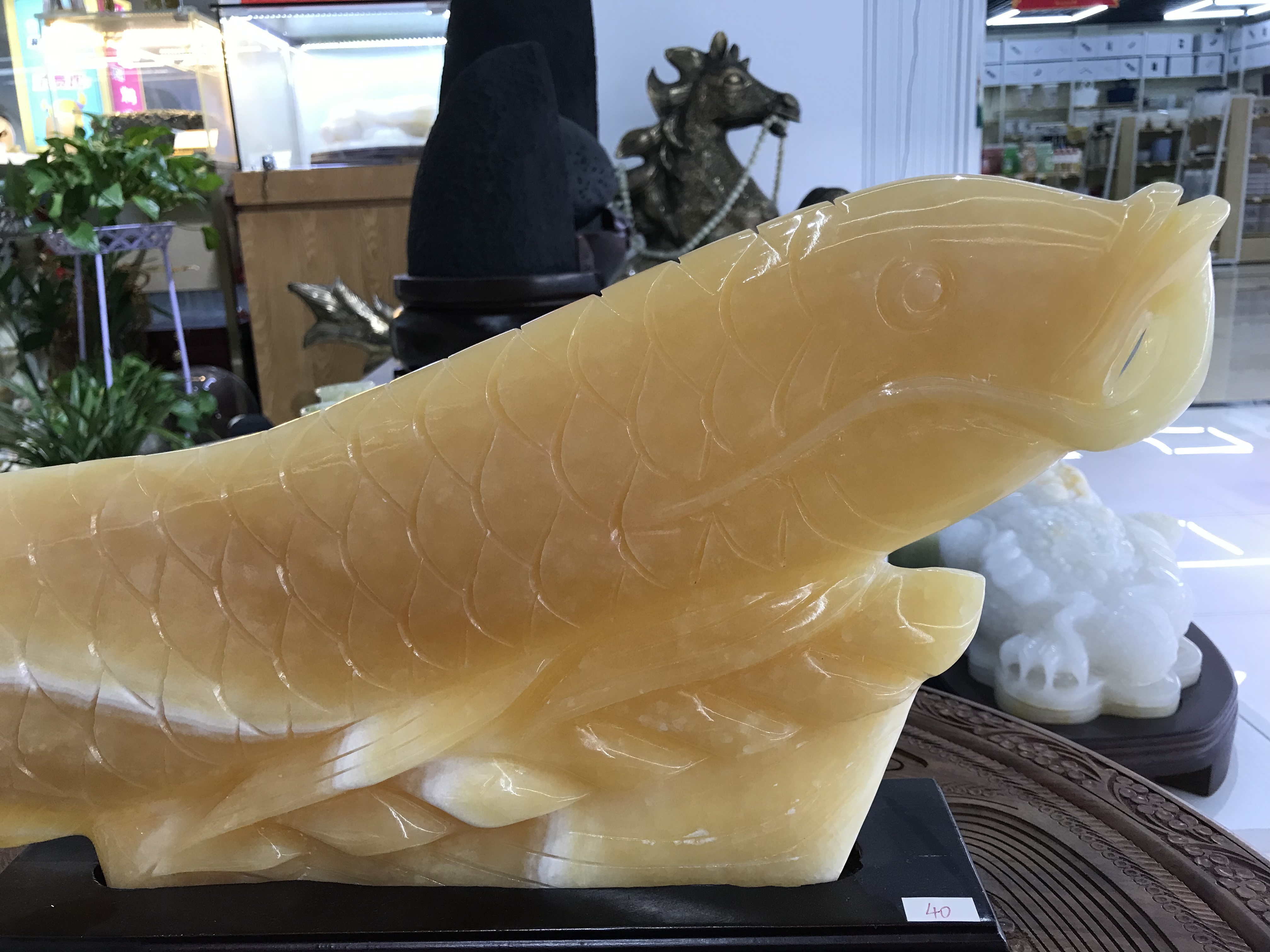 巴基斯坦玉石雕刻摆件#鱼跃龙门#50*25产品图