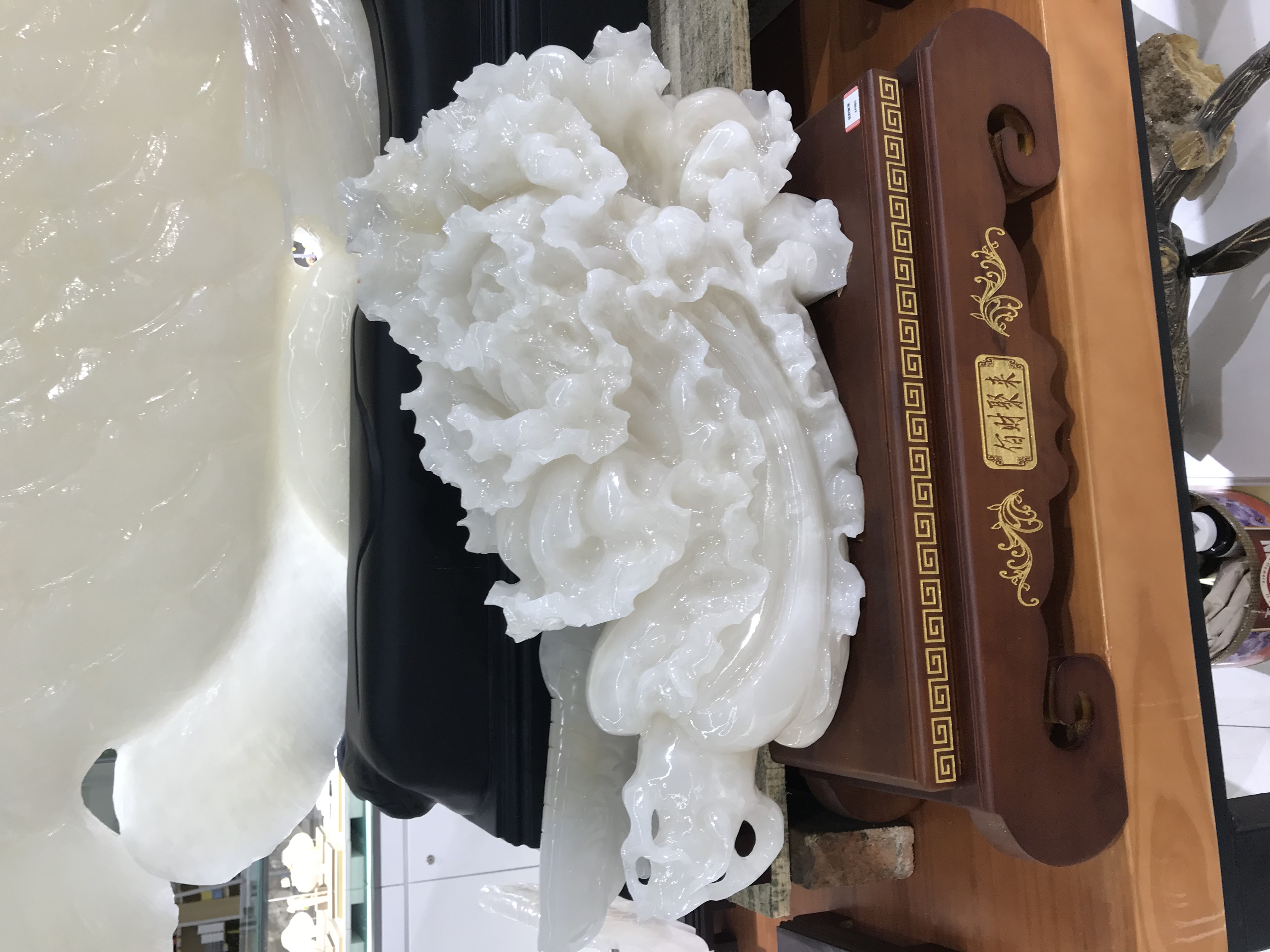 巴基斯坦玉石雕刻摆件#佰财聚来#46*50