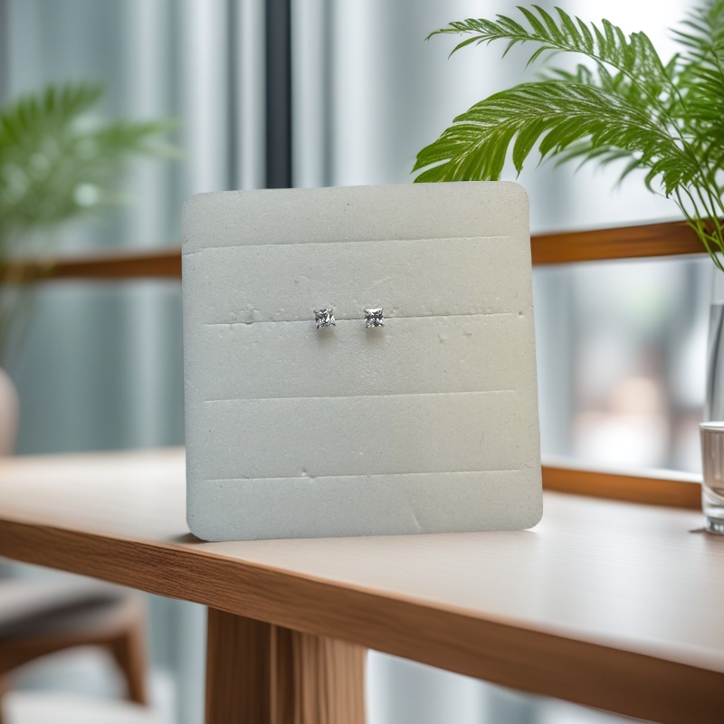 纯银耳钉饰品 四方耳钉 精致耳饰 持久不褪色 轻巧舒适耳装饰品细节图