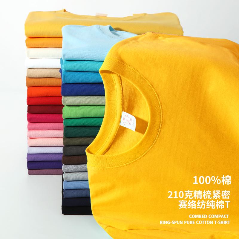 Cross-Border 210G/㎡ 100% Pure Cotton Advertising Shirts, T-Shirts, Short-Sleeved Cultural Shirts, Men's Casual Wear, Easy, Comfortable, Breathable, Sweat-Absorbent, Fashionable And Trendy details Picture