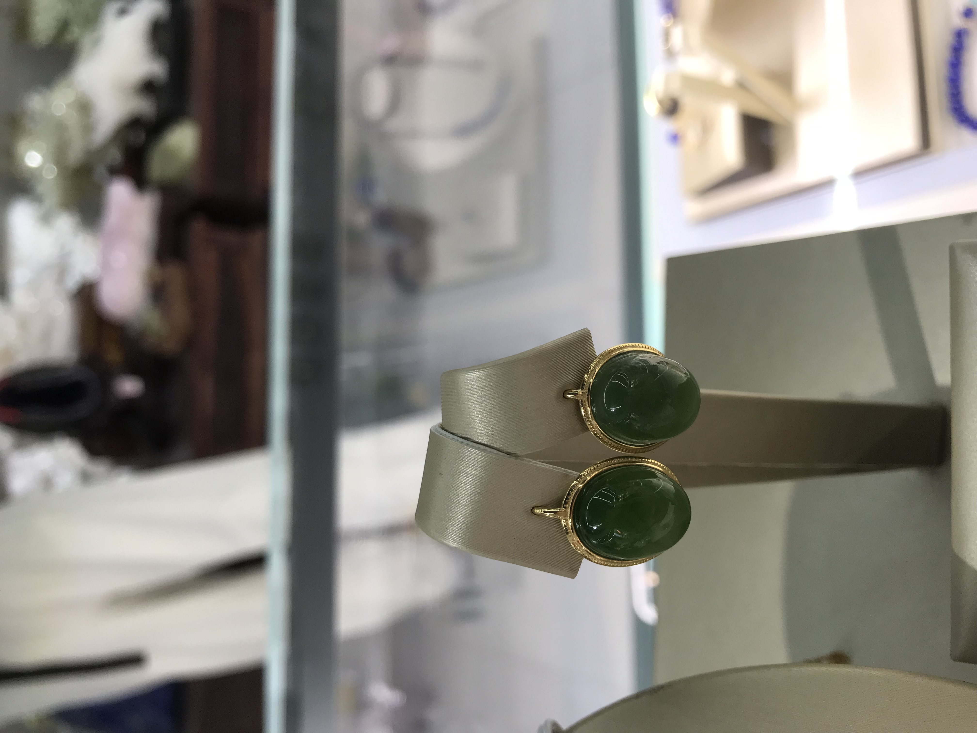 和田玉系列珠宝套装#三件套#项链#戒指#耳环#银镶金细节图