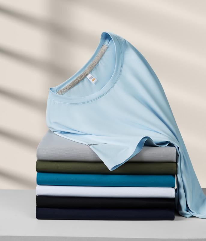 Nylon and spandex nylon and spandex round neck quick-drying traceless sportswear for both men and women, short-sleeved T-shirt, advertising shirt, men's casual wear, cultural shirt, advertising shirt, T-shirt, comfortable, breathable, fashionable and trendy details Picture