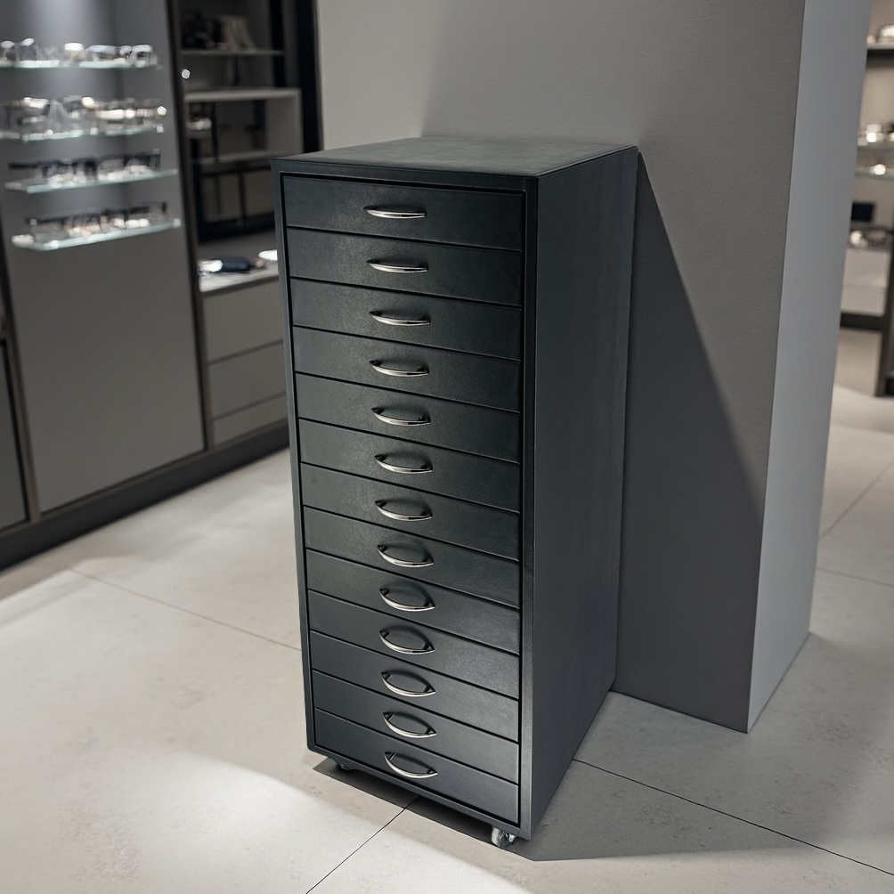 黑色皮质灰色绒内衬156付太阳镜192付光学镜抽屉式眼镜展示柜眼镜样品柜D116详情7