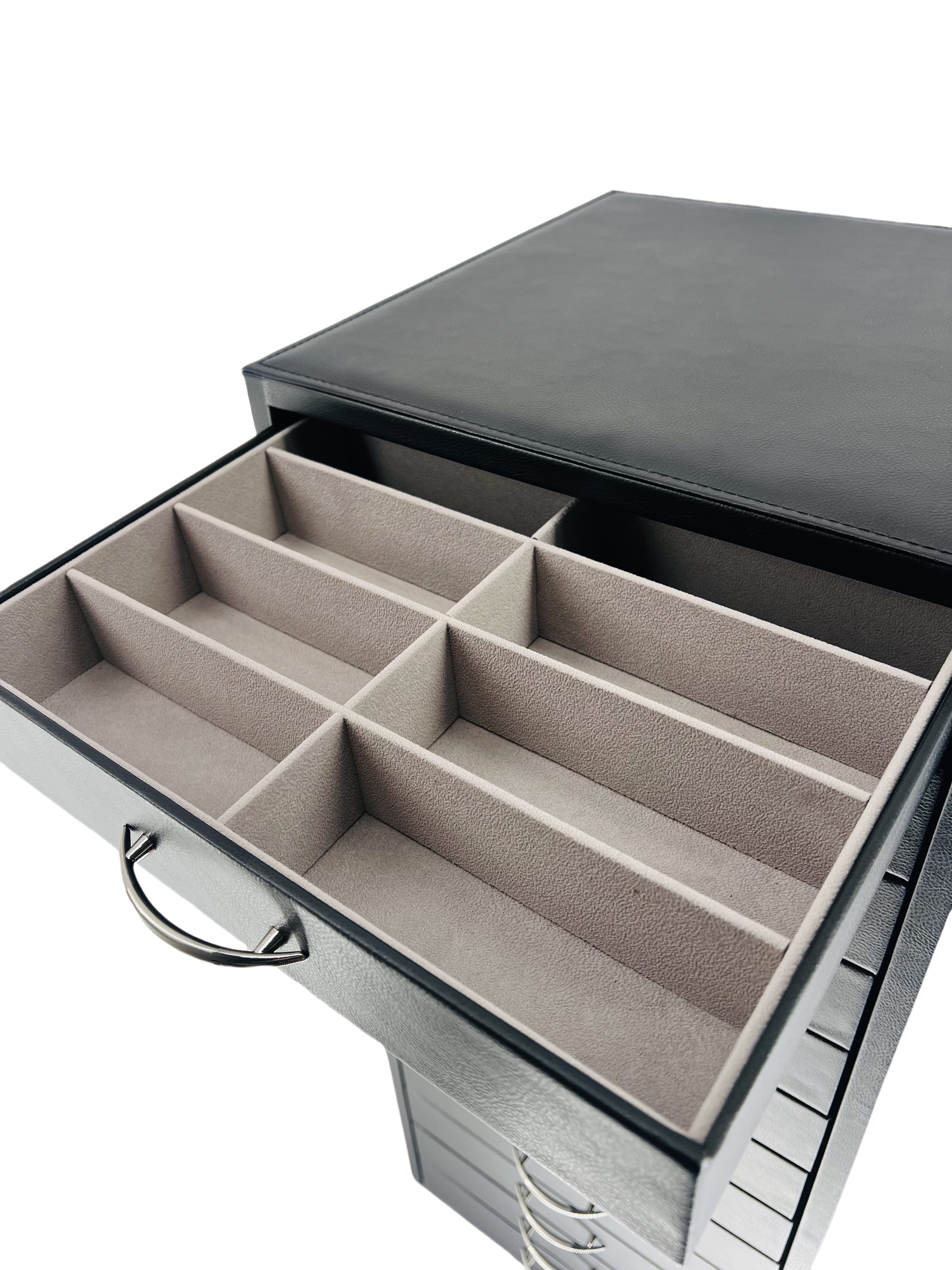 黑色皮质灰色绒内衬156付太阳镜192付光学镜抽屉式眼镜展示柜眼镜样品柜D116详情3