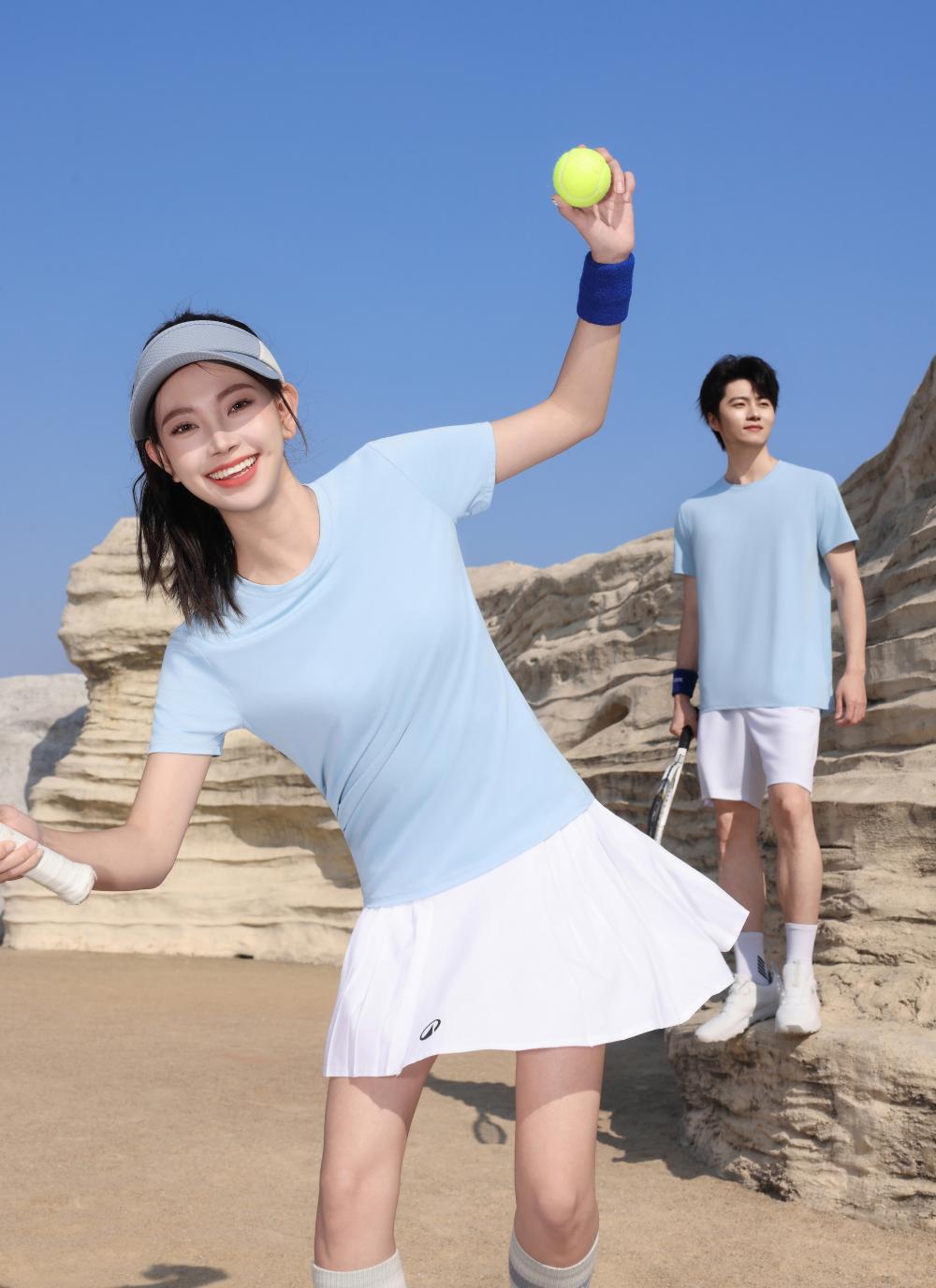 The New Cross-Border Women's Clothing, The Jin Ammonia Round Neck Quick-Drying Sports Short-Sleeved Women's T-Shirt, Is A Fashionable And Casual Wear That Is Comfortable And Breathable. It Is A Must-Have Style For Summer details Picture