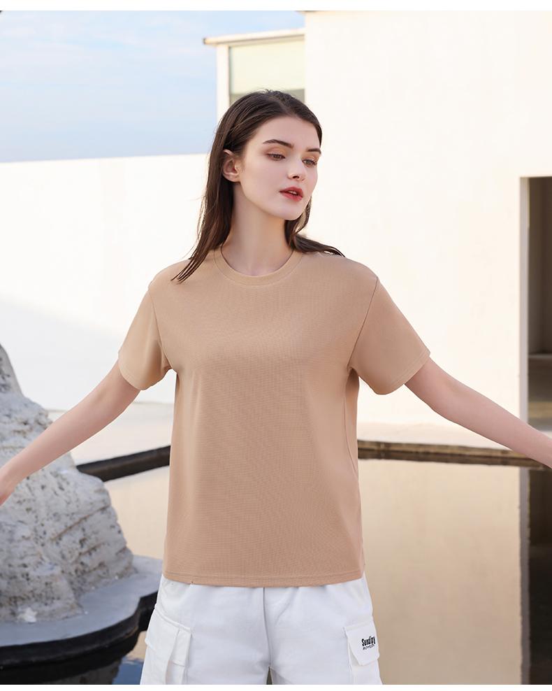 Cross-border Waffle quick-drying round-neck T-shirt, sports quick-drying clothes 220g/㎡ men's short-sleeved T-shirt, advertising shirt, cultural shirt, men's casual clothes, comfortable and breathable advertising shirt, T-shirt, trendy and fashionable men's new style detail image 6