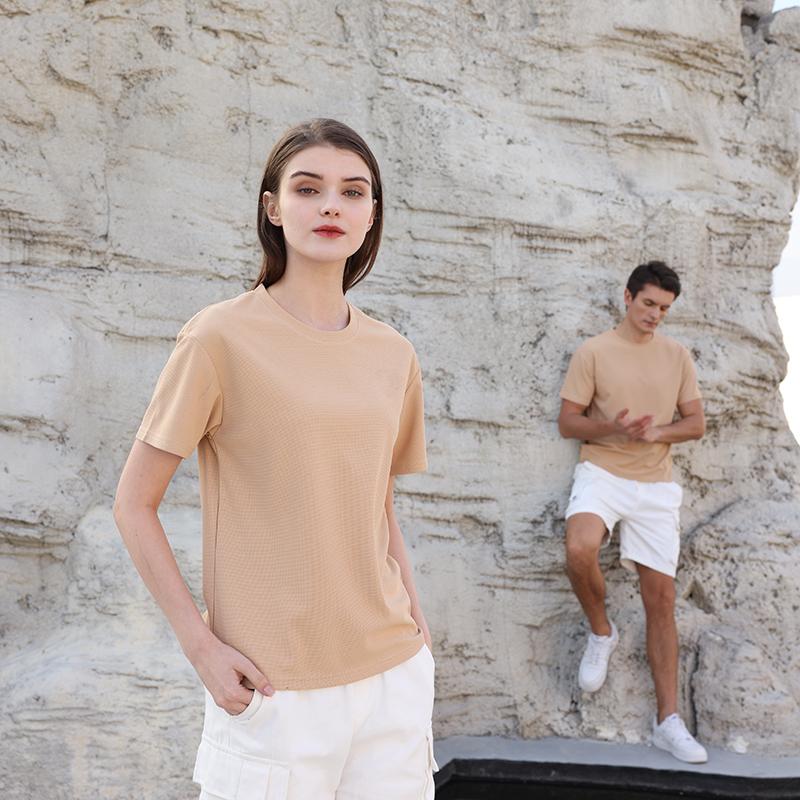 Cross-border Waffle quick-drying round-neck T-shirt, sports quick-drying clothes 220g/㎡ men's short-sleeved T-shirt, advertising shirt, cultural shirt, men's casual clothes, comfortable and breathable advertising shirt, T-shirt, trendy and fashionable men's new style Specification image