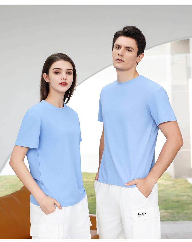 Cross-border Waffle quick-drying round-neck T-shirt, sports quick-drying clothes 220g/㎡ men's short-sleeved T-shirt, advertising shirt, cultural shirt, men's casual clothes, comfortable and breathable advertising shirt, T-shirt, trendy and fashionable men's new style detail image 3