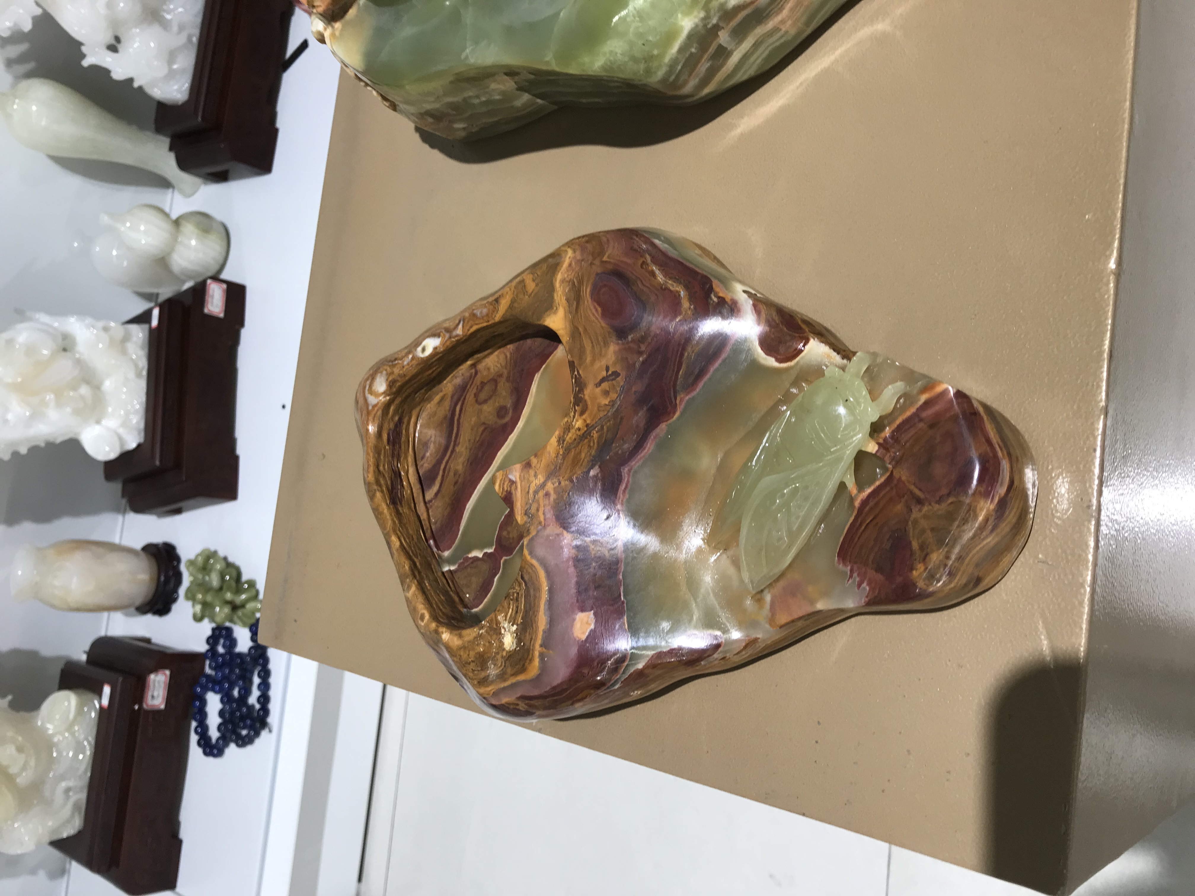 巴基斯坦玉石雕刻摆件#一鸣惊人#笔砚